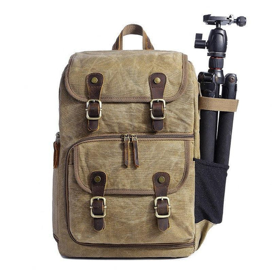 Luthar | Vintage-Kamera-Rucksack aus Canvas und Leder