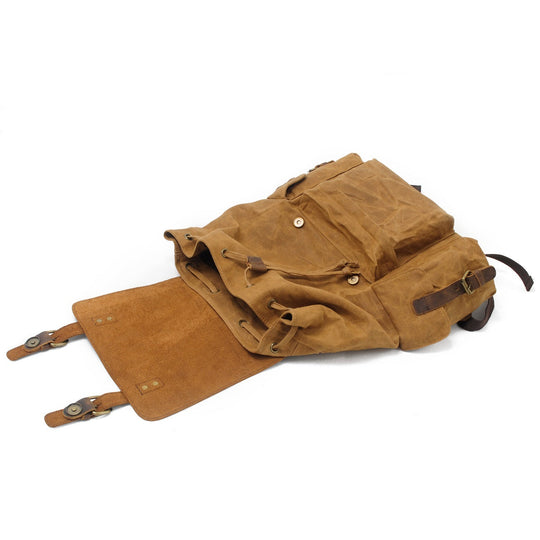 Arven | Vintage-Wanderrucksack aus gewachstem Canvas und Leder