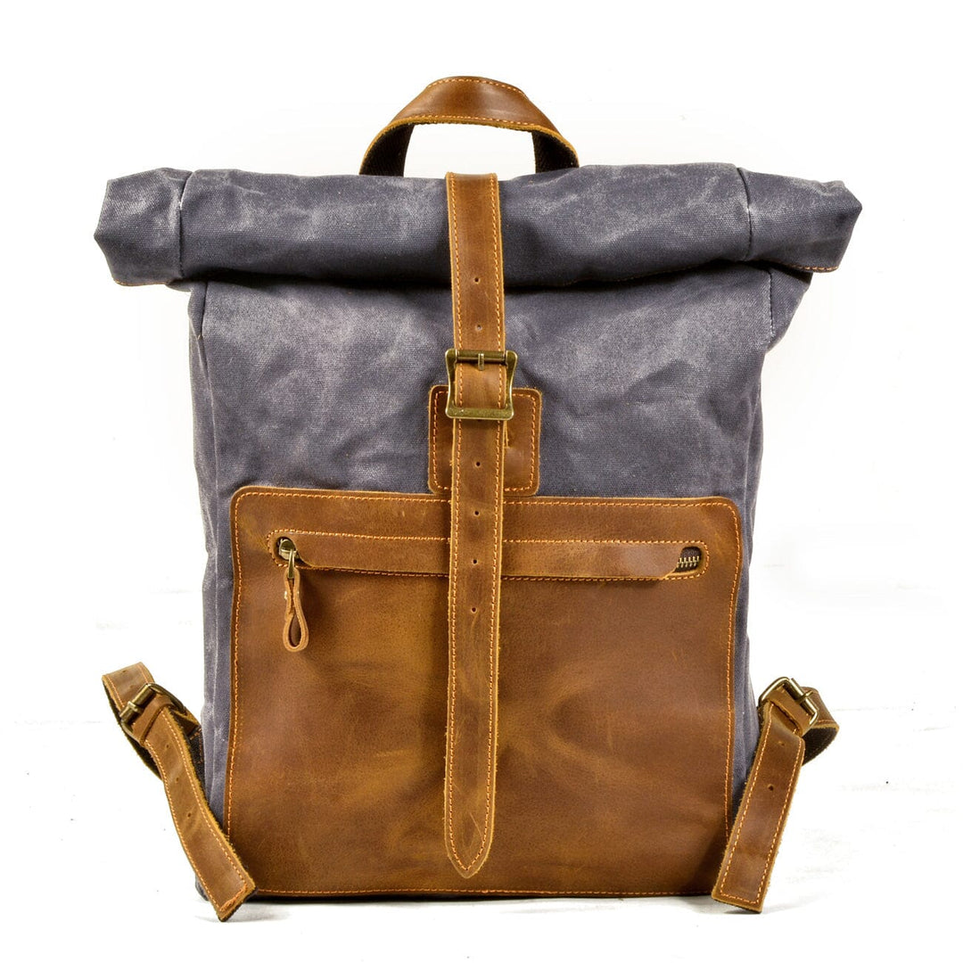 Halden | Vintage Rolltop-Rucksack aus gewachstem Canvas und Leder