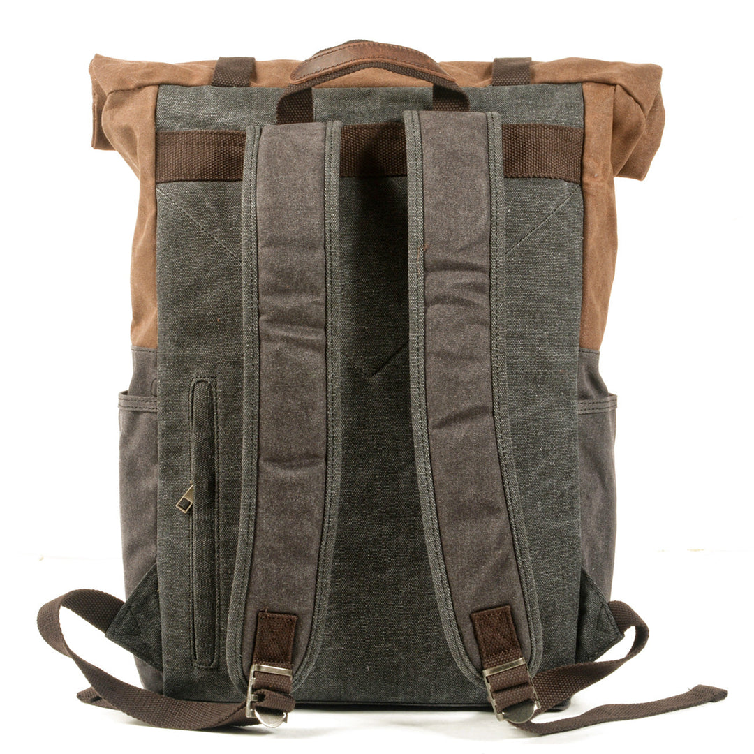Aelric | Vintage Rolltop-Rucksack aus gewachstem Canvas und Leder