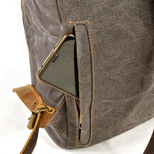 Halden | Vintage Rolltop-Rucksack aus gewachstem Canvas und Leder