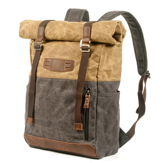Aelric | Vintage Rolltop-Rucksack aus gewachstem Canvas und Leder