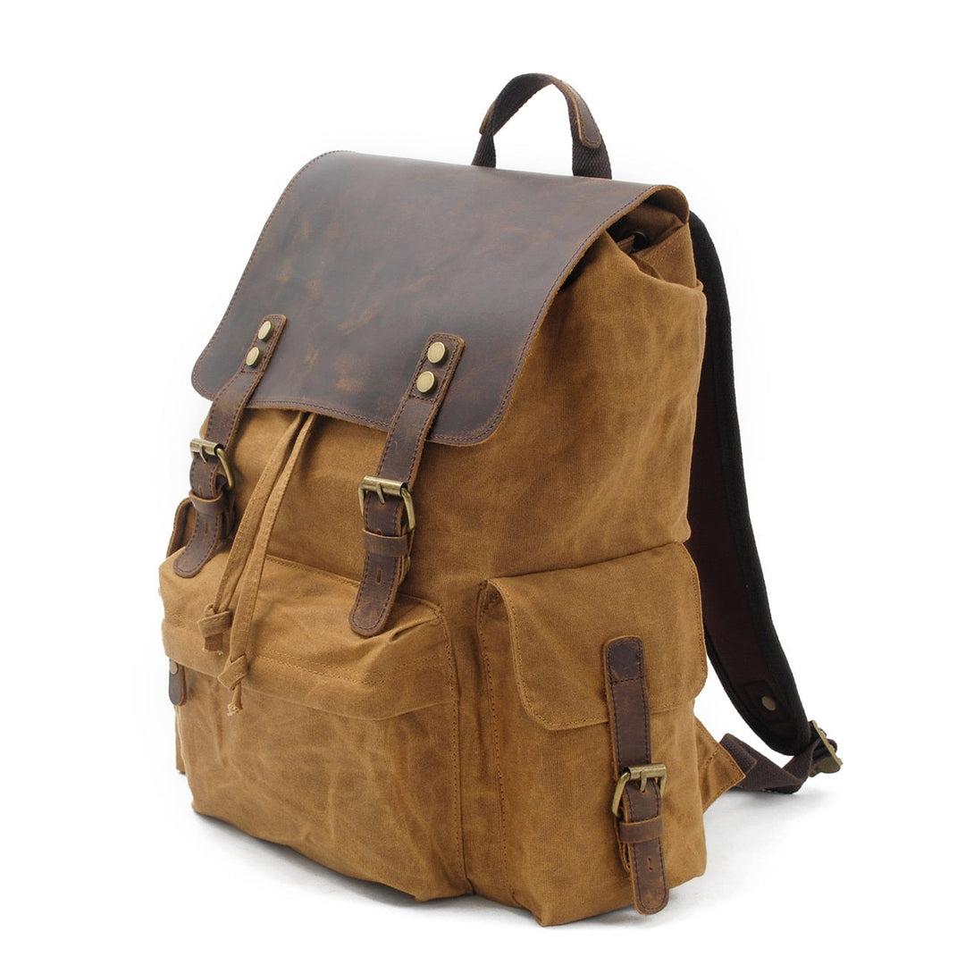 Arven | Vintage-Wanderrucksack aus gewachstem Canvas und Leder