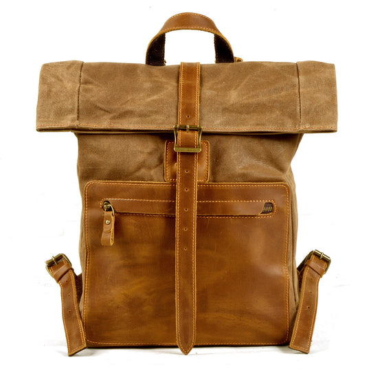 Halden | Vintage Rolltop-Rucksack aus gewachstem Canvas und Leder