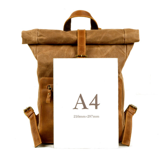 Halden | Vintage Rolltop-Rucksack aus gewachstem Canvas und Leder