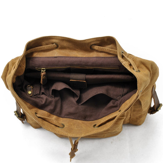 Arven | Vintage-Wanderrucksack aus gewachstem Canvas und Leder