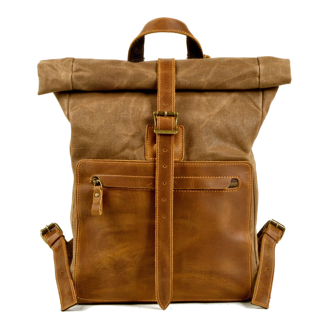 Halden | Vintage Rolltop-Rucksack aus gewachstem Canvas und Leder
