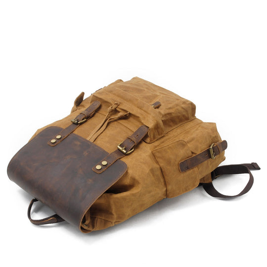 Arven | Vintage-Wanderrucksack aus gewachstem Canvas und Leder