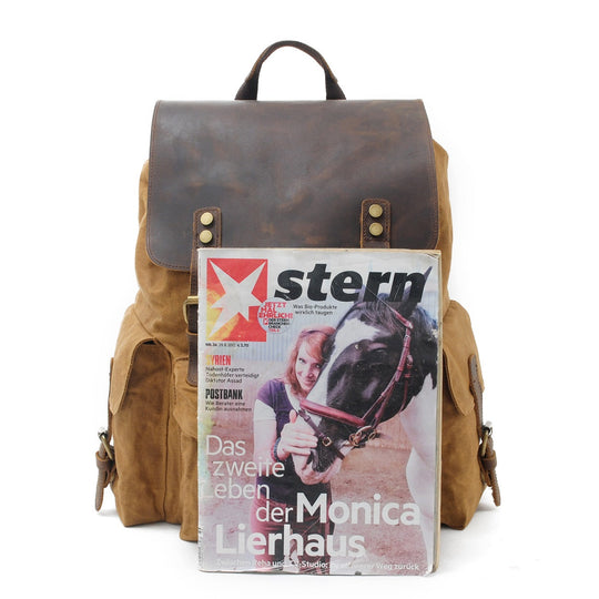 Arven | Vintage-Wanderrucksack aus gewachstem Canvas und Leder