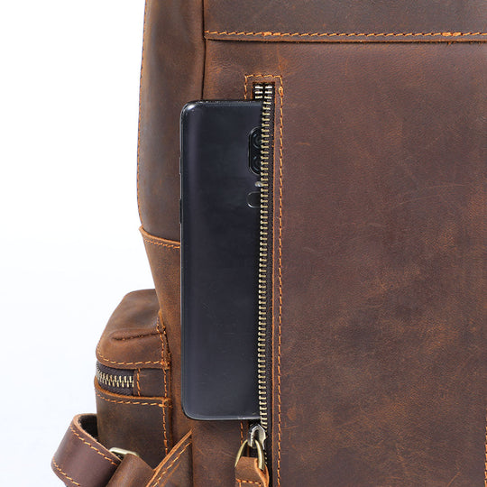Navi | Vintage-Lederrucksack mit Reißverschluss