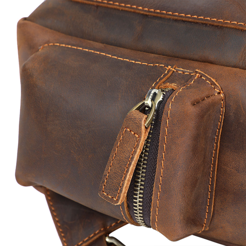 Navi | Vintage-Lederrucksack mit Reißverschluss