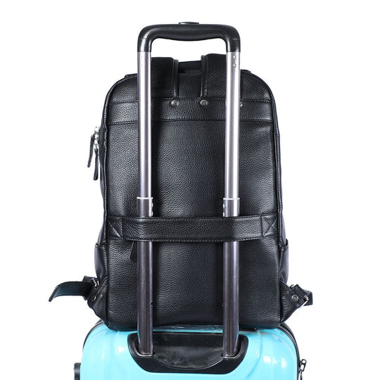 Niko | Schwarzer Leder-Laptop-Rucksack